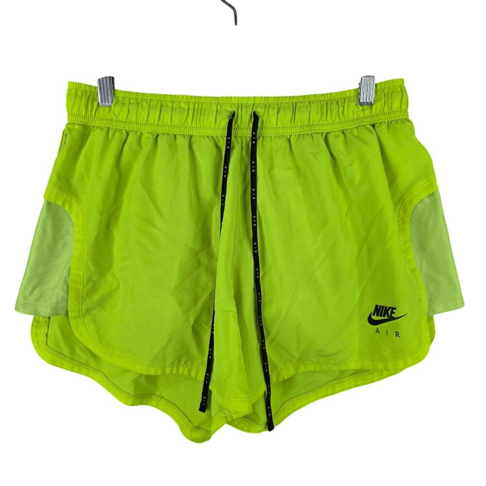 Womens Nike Air Neon Green Dri-Fit Running Shorts Lined Polyester Stretch Size M